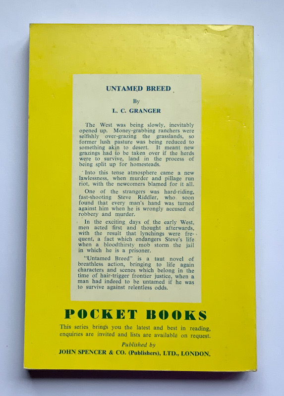 vintage British Western Untamed Breed pulp fiction book